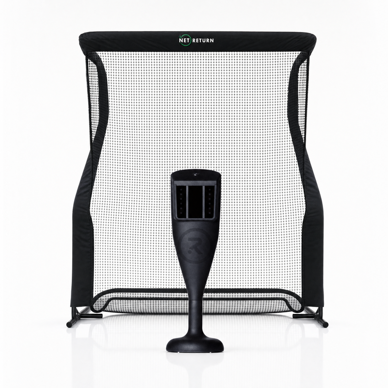 Red Stakes Golf One launch monitor with Net Return golf net golf simulator package