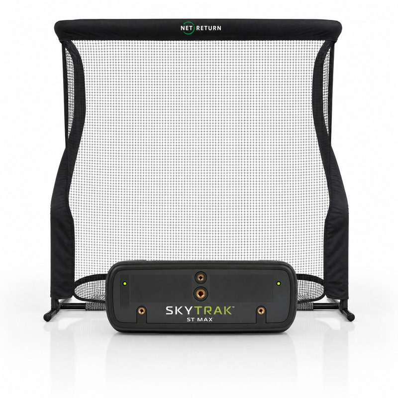 SkyTrak ST MAX launch monitor with Net Return golf net golf simulator package