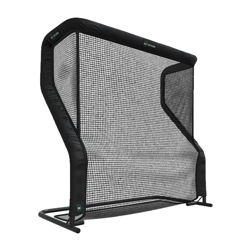 The Net Return Home Series Golf Net Junior front view with black frame.