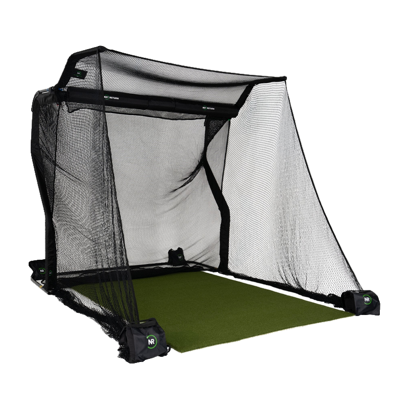 The Net Return Pro No Fly Zone Package angled front view with overhead canopy.