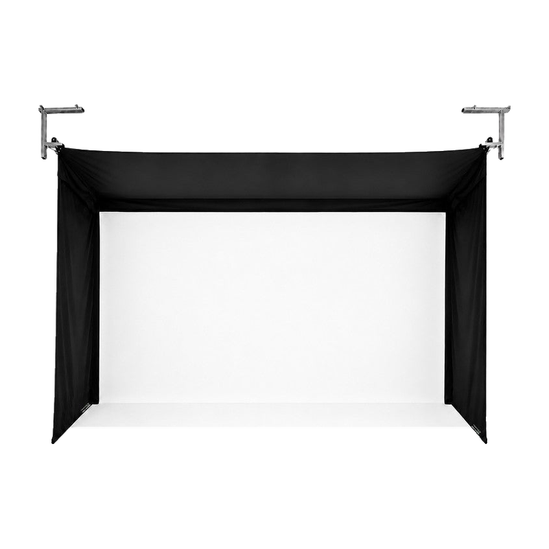 The SportScreen Vanish Series retractable enclosure included in this package, Vanish 16H hero render.