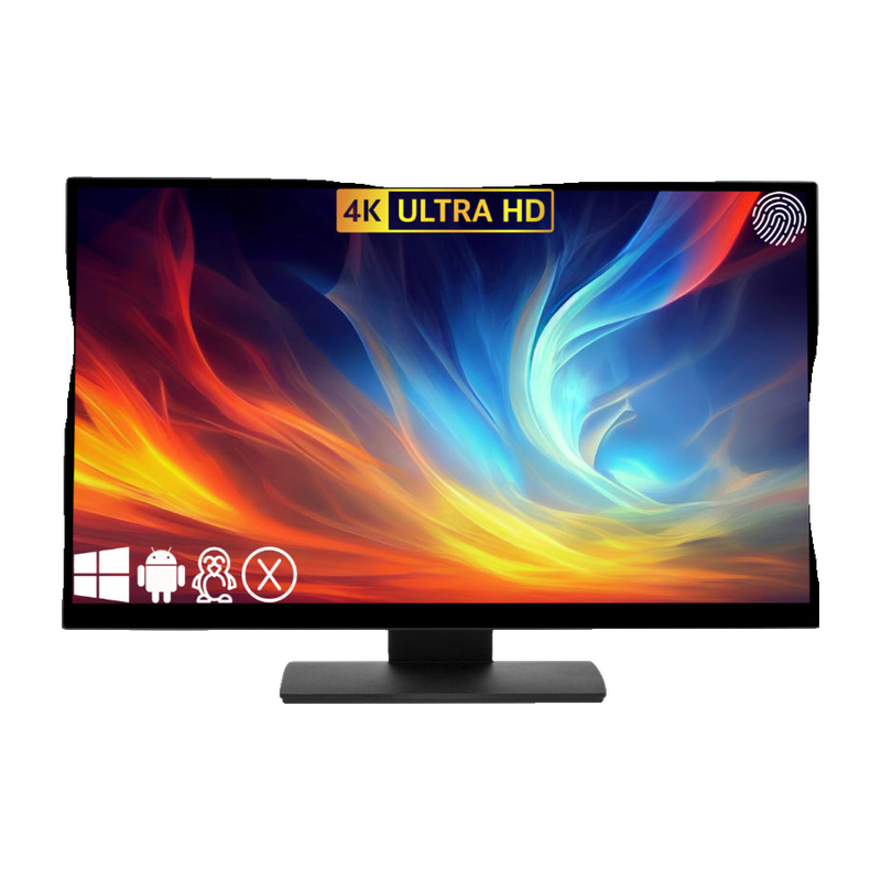 Touch Screen Guru Ultra Series 27" 4K Touch Screen Monitor front view colorful screen.