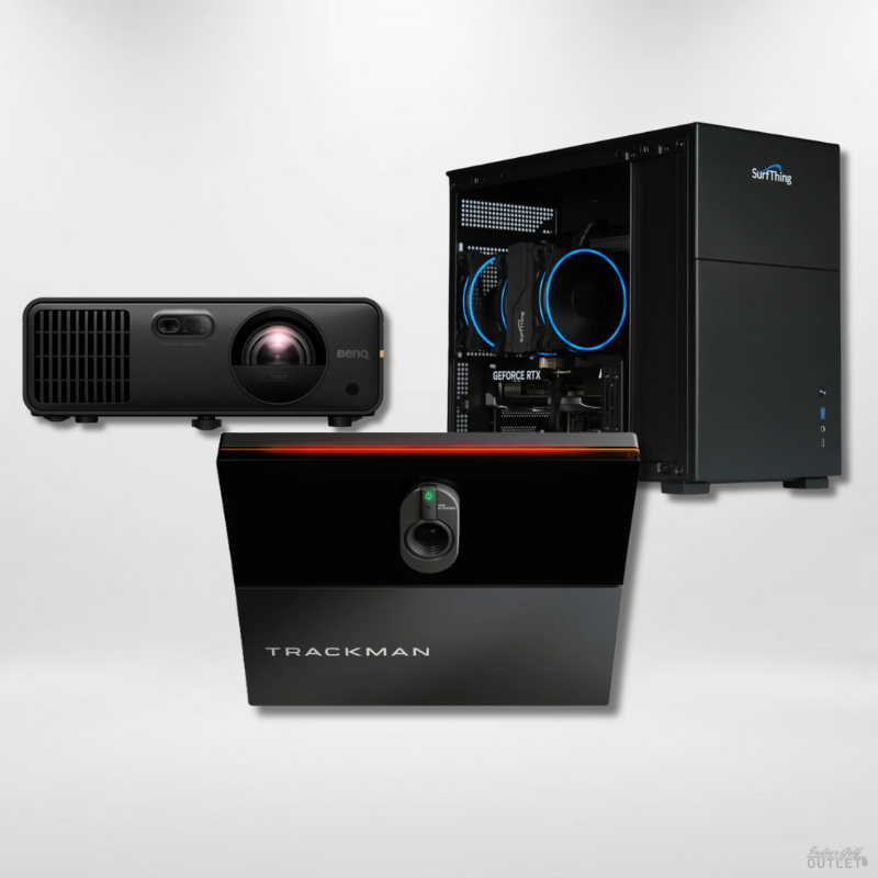 Trackman iO Commercial Launch Monitor Golf Simulator Computer Projector Package.
