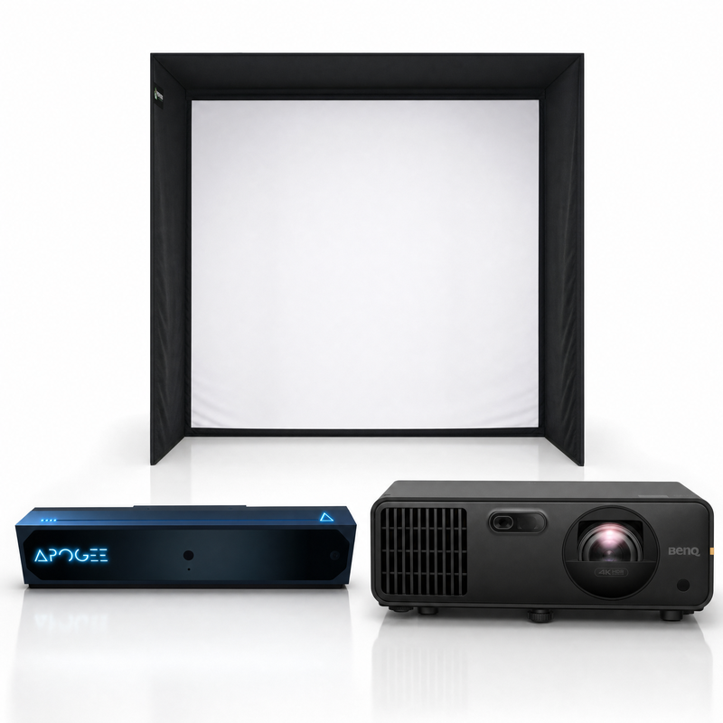 TruGolf APOGEE launch monitor with SIG enclosure and projector golf simulator package