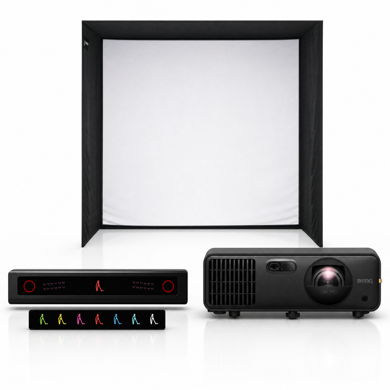 VTrack launch monitor with SIG enclosure and projector golf simulator package