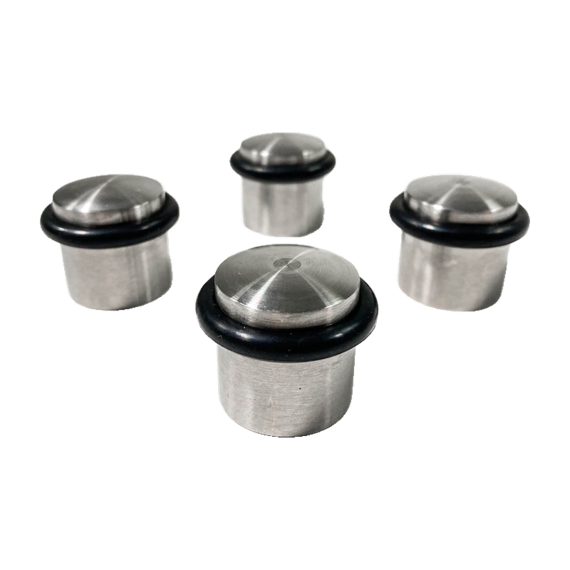 Set of four stainless steel gate drill weights.