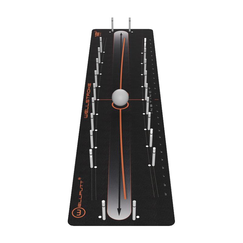 Wellstroke Instinct all black putting stroke trainer top view.